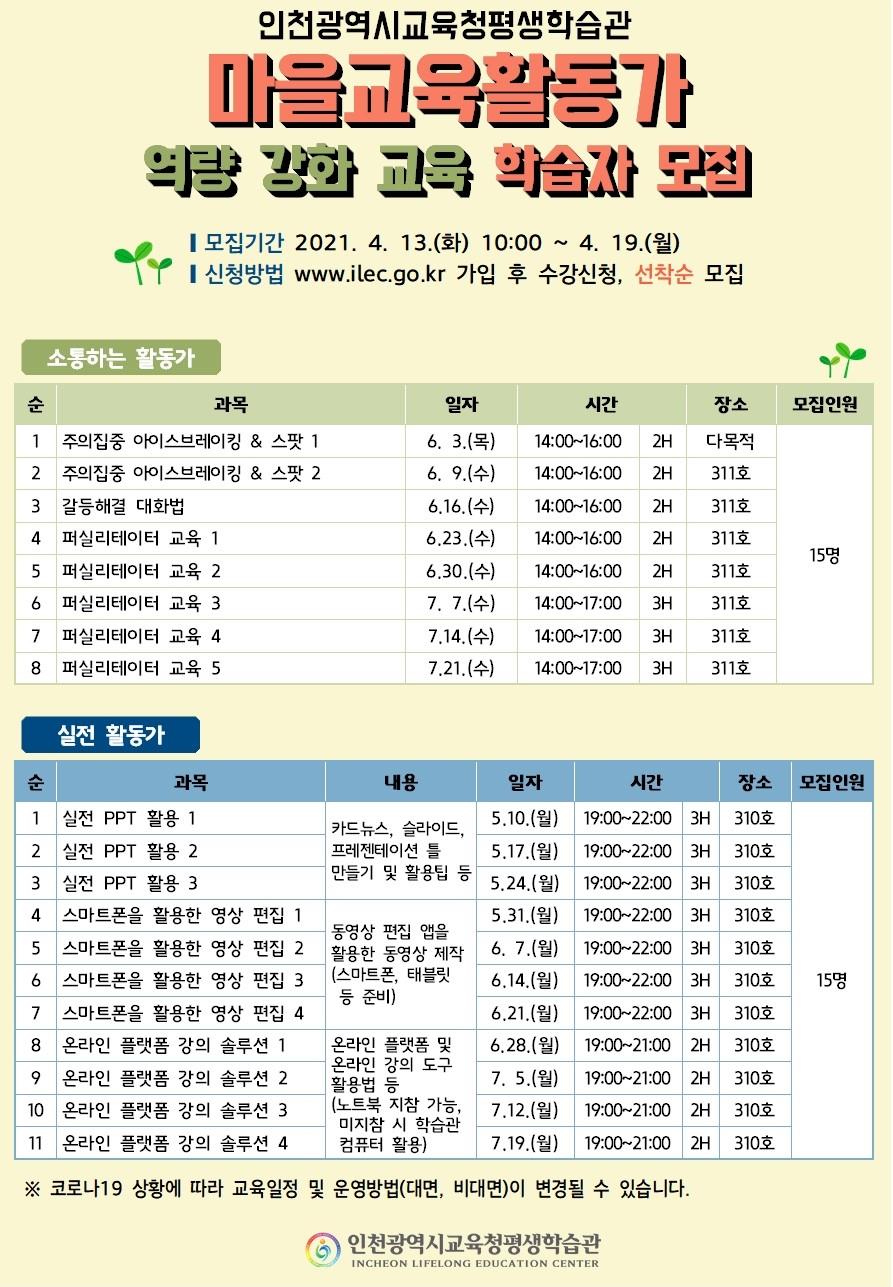 2021년 「마을교육활동가 역량강화 교육」 학습자 모집의 2번째 이미지