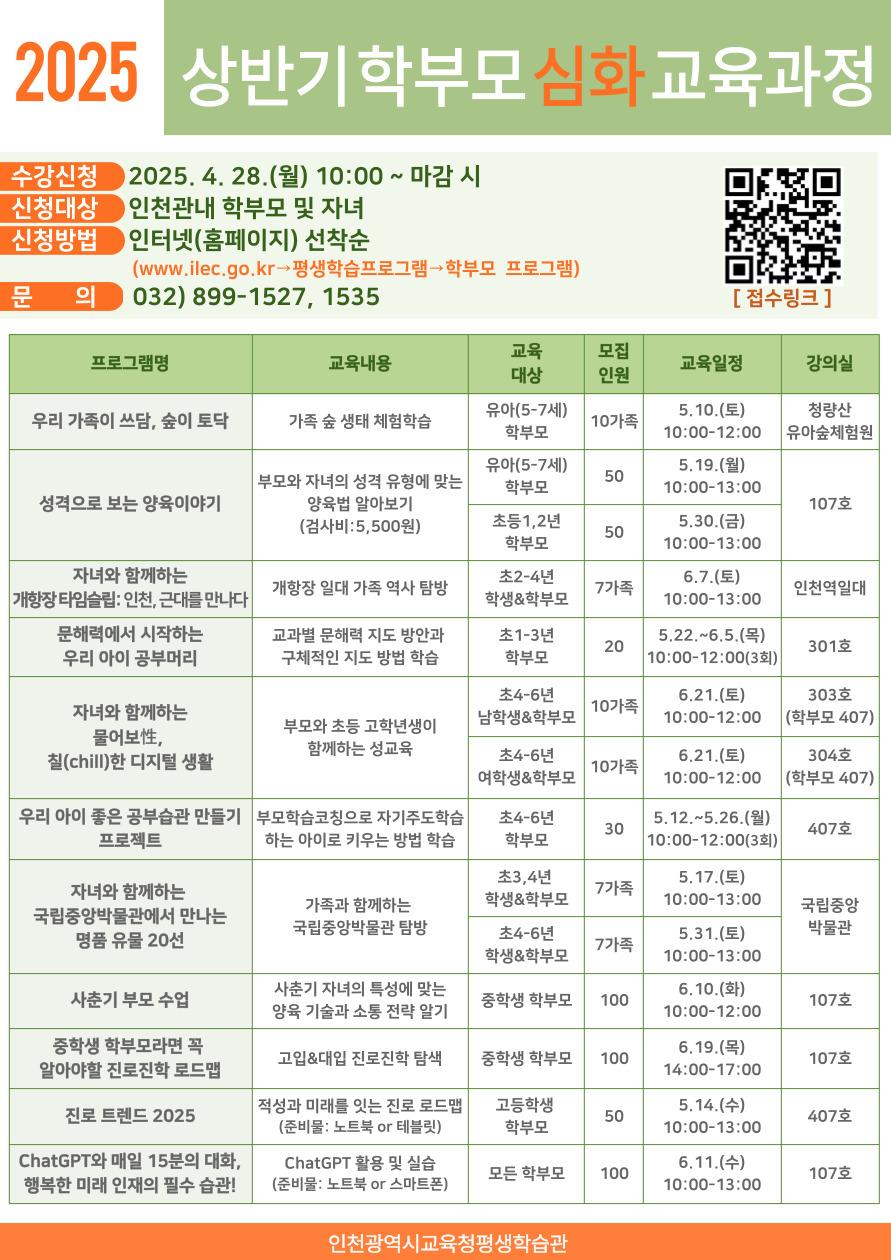 2025년 상반기 학부모 심화 교육과정 학습자 모집 안내의 2번째 이미지