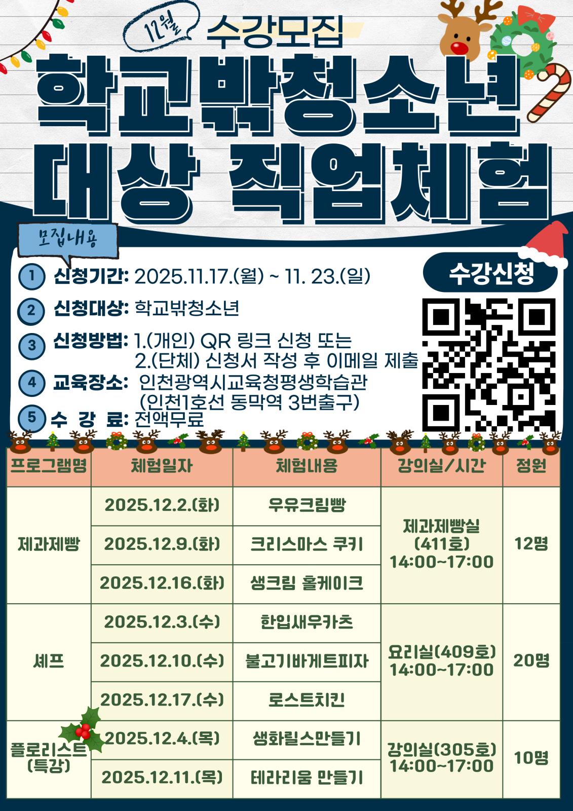2025년 12월 학교밖청소년 대상 직업체험 프로그램 수강생 모집의 1번째 이미지