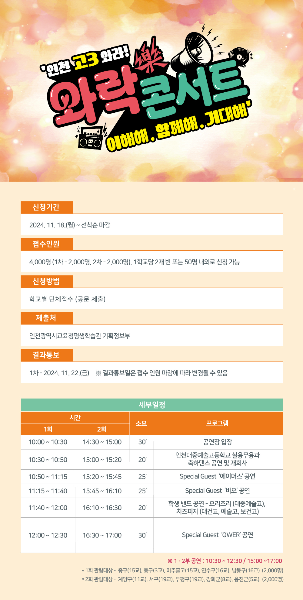 인천 고3 와락樂 콘서트 - 이해해, 함께해, 기대해 관련이미지